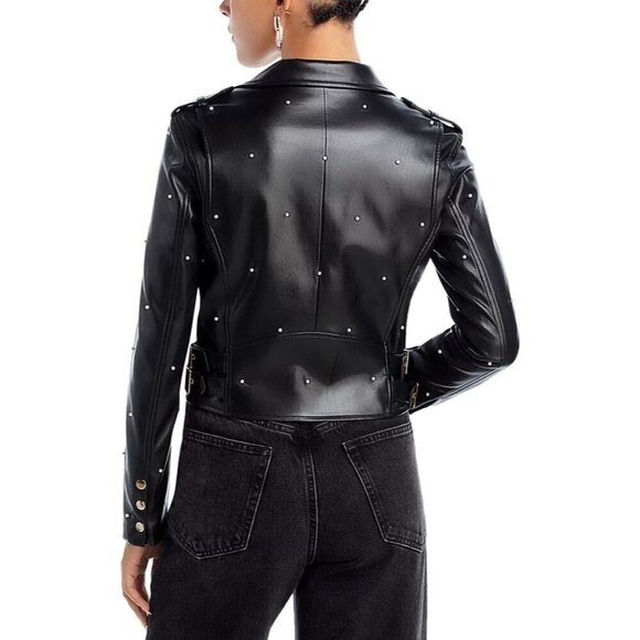 Generation Love Audrina Black Faux Leather Jacket w/ Pearls Size XS NEW Defect - Picture 5 of 13